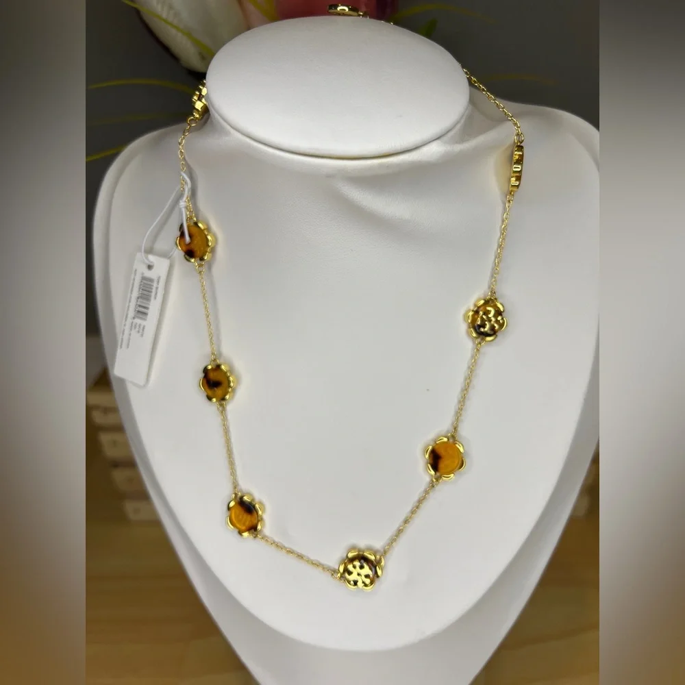 Tory Burch Tortoiseshell Logo Necklace - Picture 2 of 5